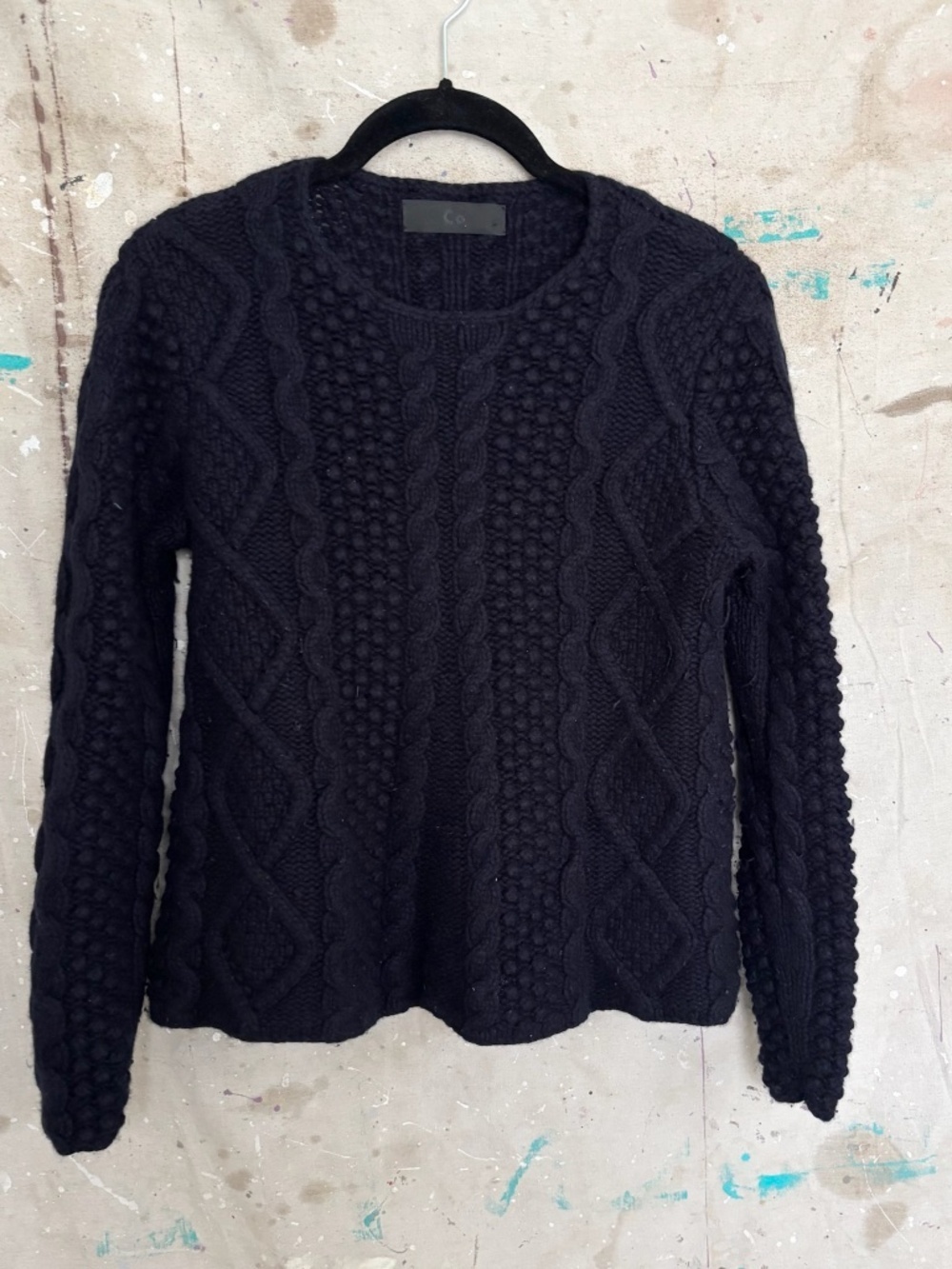 Co 100% Cashmere Cable Knit Sweater